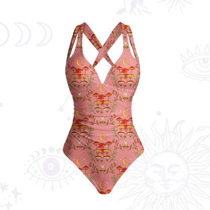 Purplehecate Psychedelic Mushrooms One-Piece Swimsuit