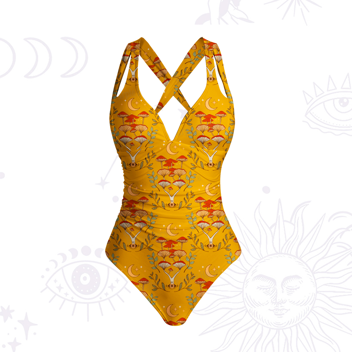Purplehecate Psychedelic Mushrooms One-Piece Swimsuit