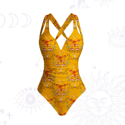 Purplehecate Psychedelic Mushrooms One-Piece Swimsuit