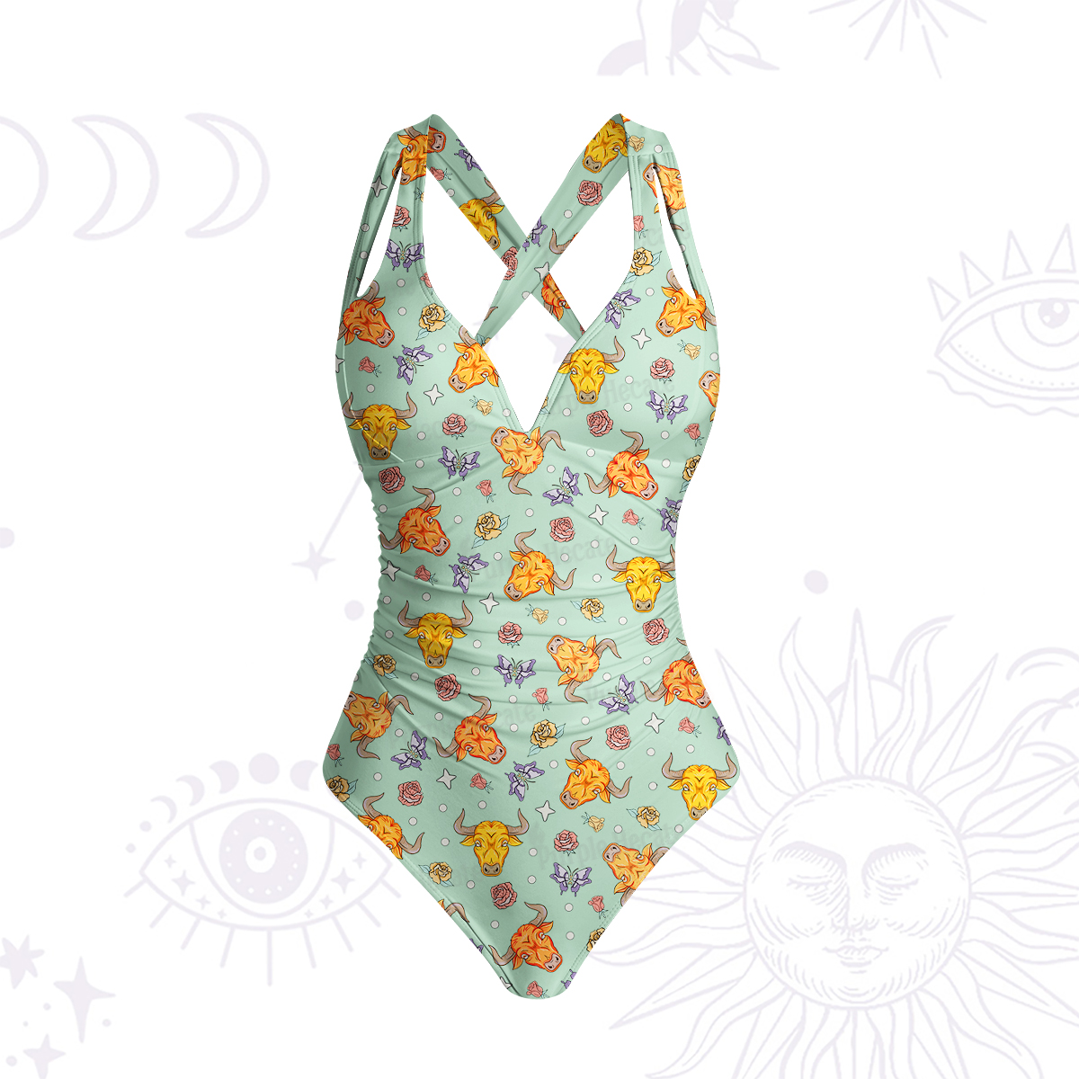 Purplehecate Taurus Spirit Zodiac One-Piece Swimsuit