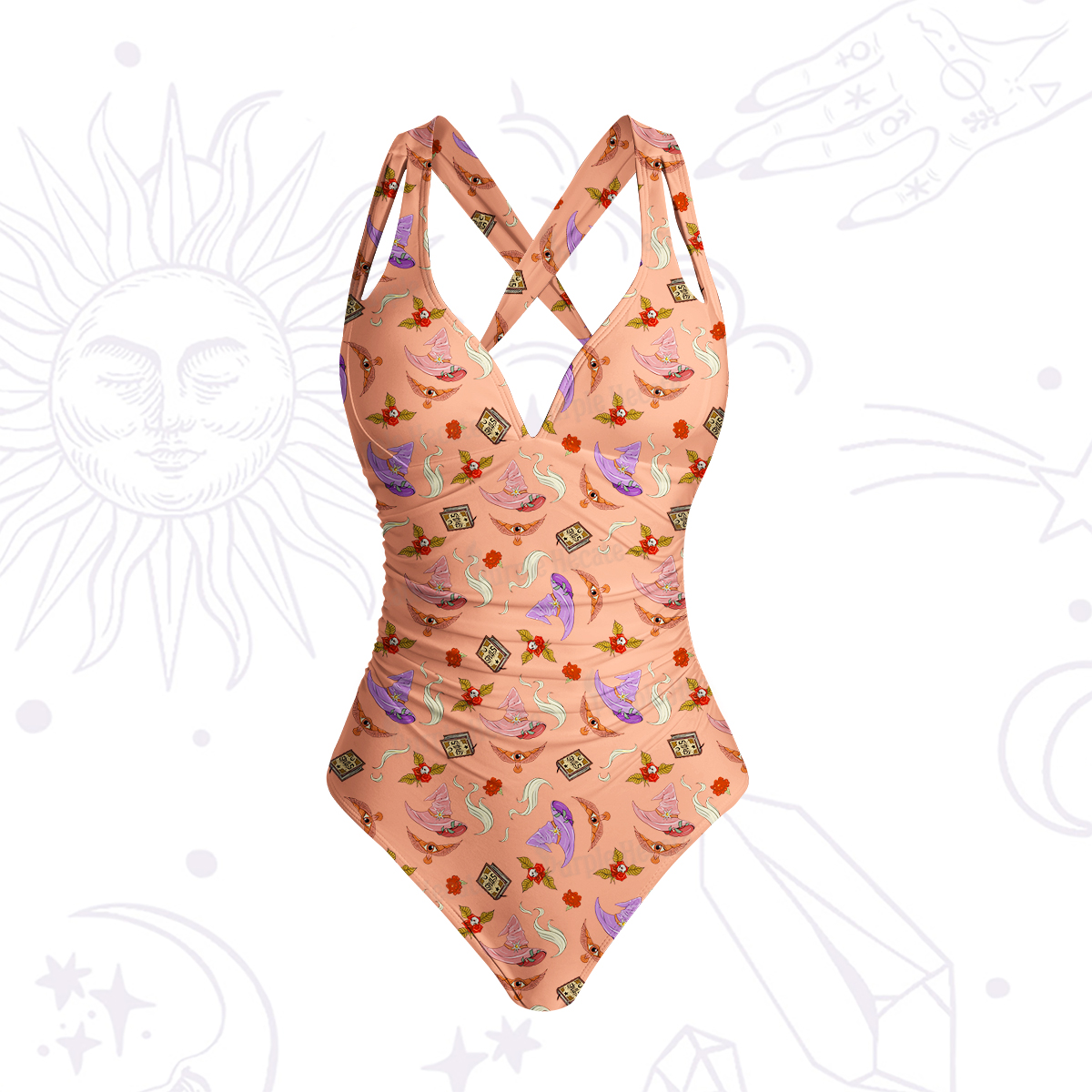 Purplehecate Fantasy Wizard Hat One-Piece Swimsuit