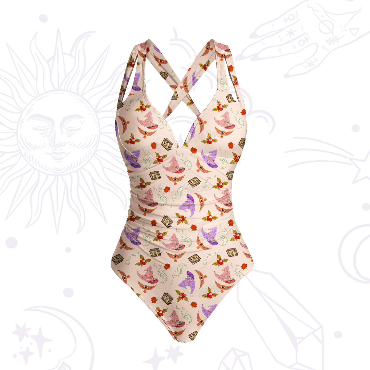 Purplehecate Fantasy Wizard Hat One-Piece Swimsuit