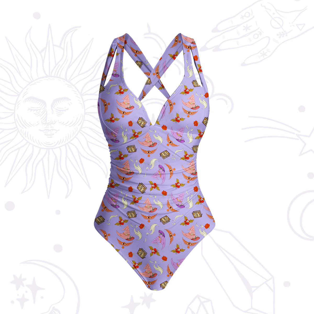 Purplehecate Fantasy Wizard Hat One-Piece Swimsuit