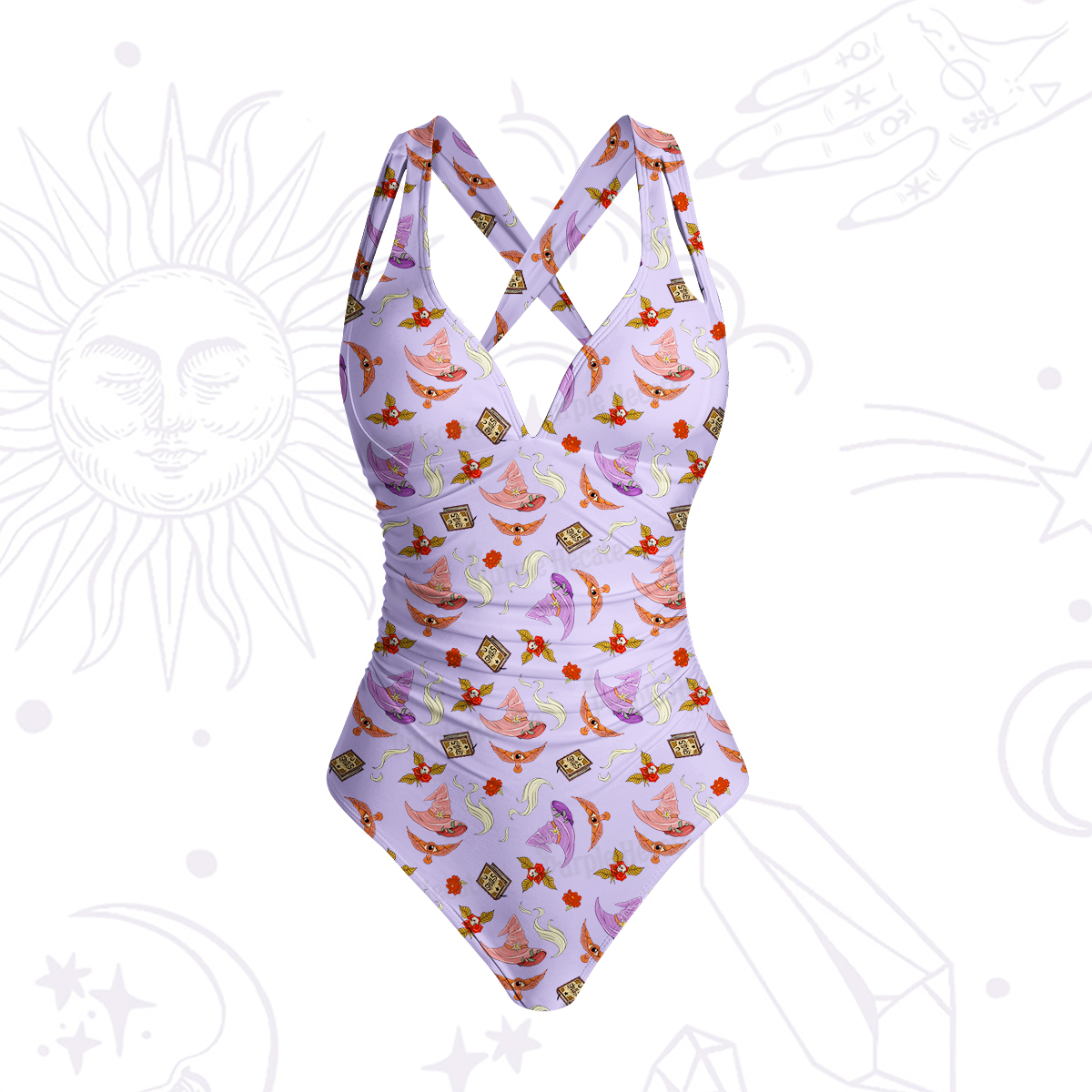 Purplehecate Fantasy Wizard Hat One-Piece Swimsuit
