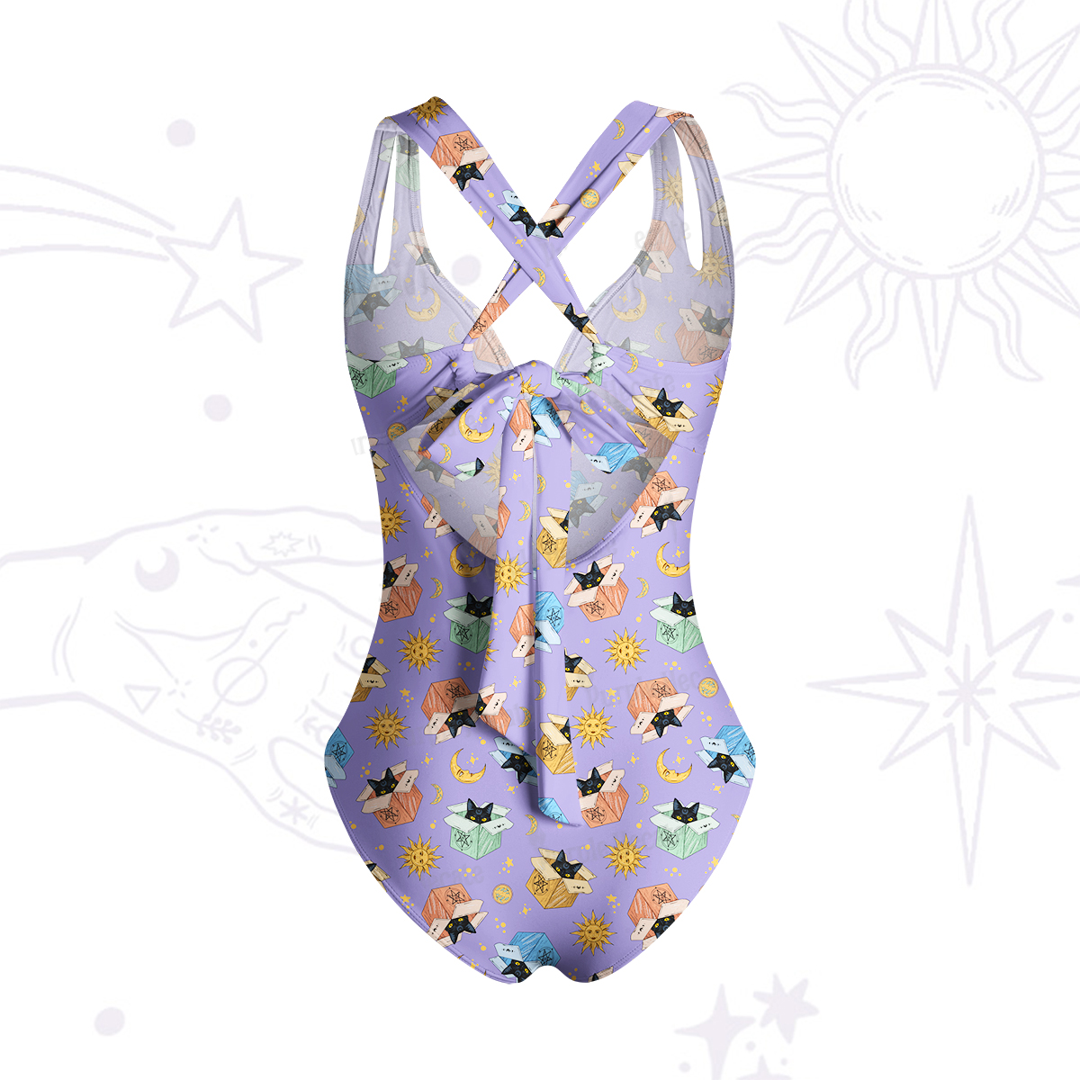 Purplehecate Magical Black Cat One-Piece Swimsuit