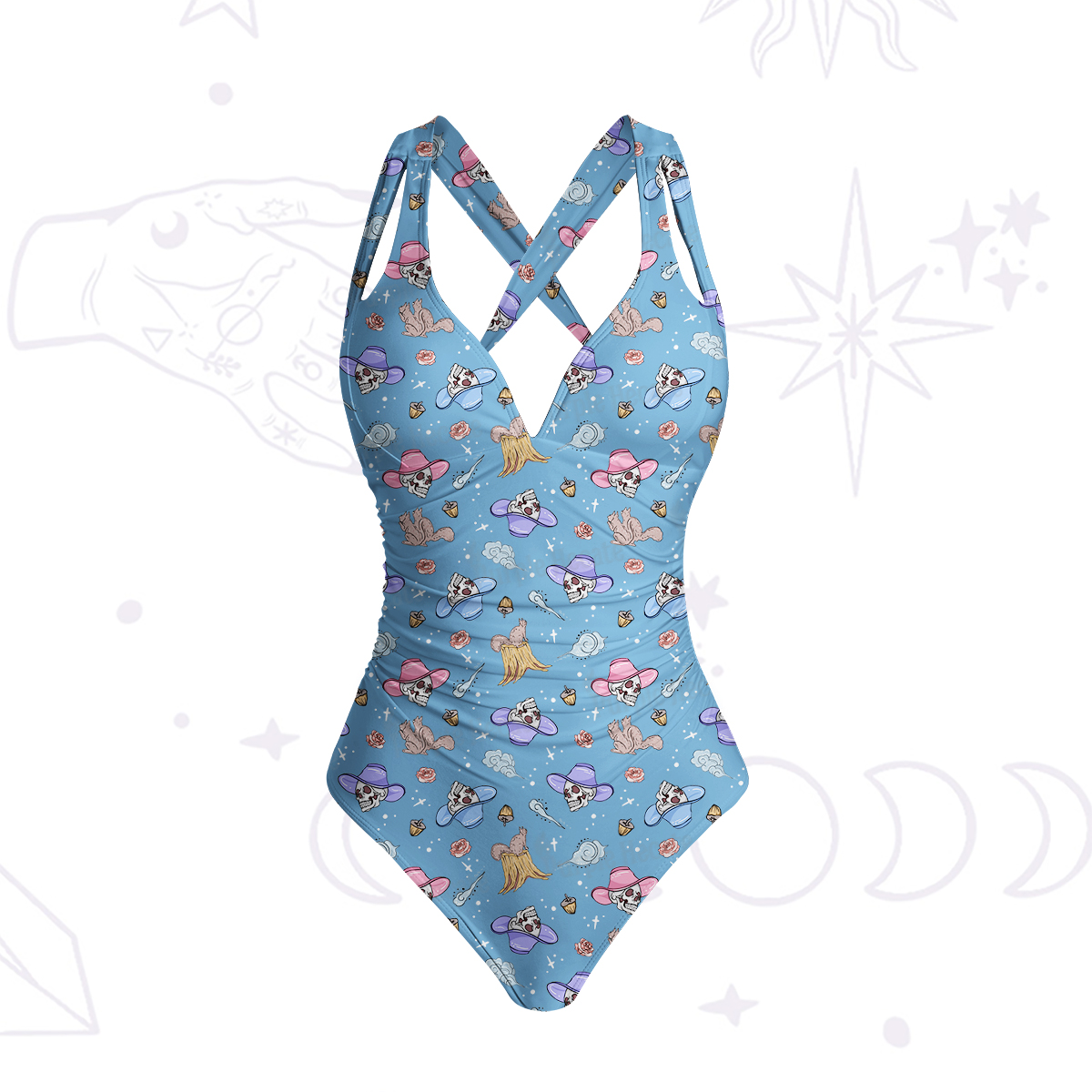 Purplehecate Magical Cowboy Skull One-Piece Swimsuit