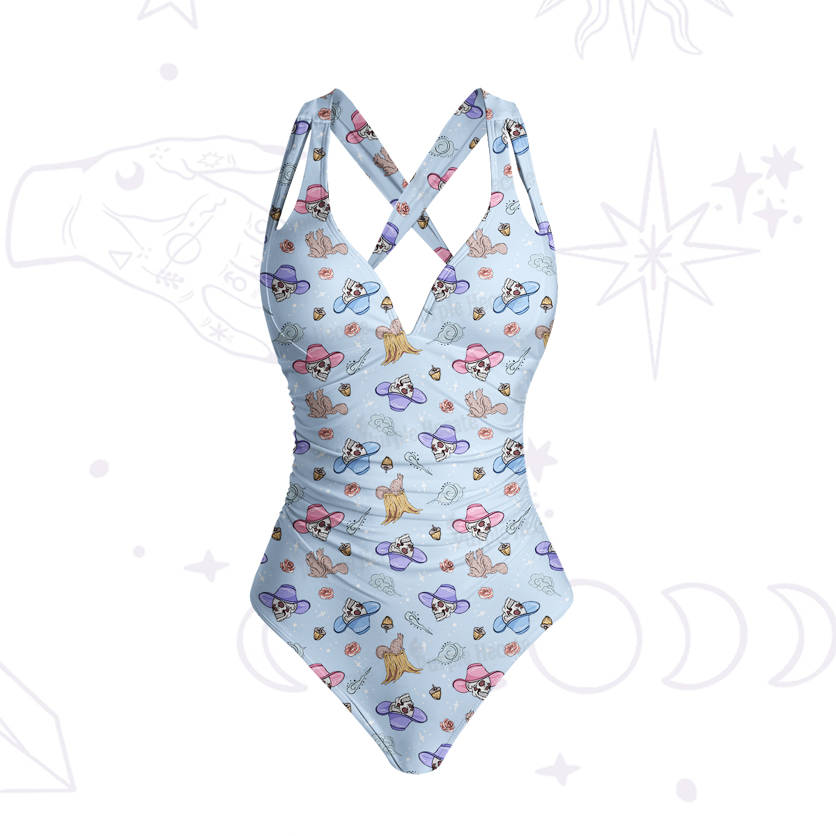 Purplehecate Magical Cowboy Skull One-Piece Swimsuit