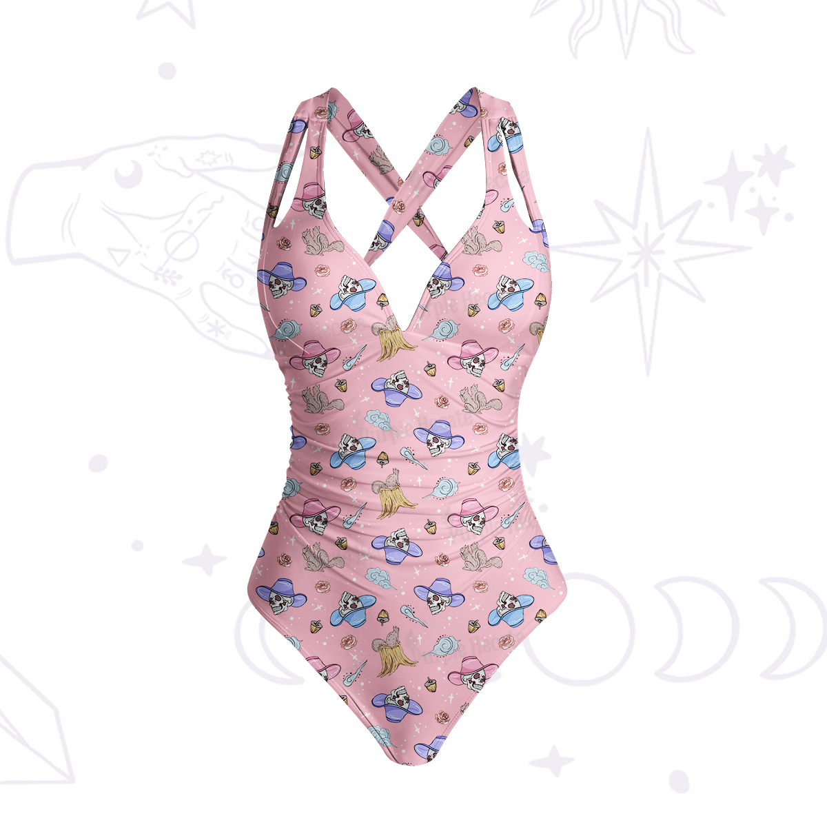 Purplehecate Magical Cowboy Skull One-Piece Swimsuit
