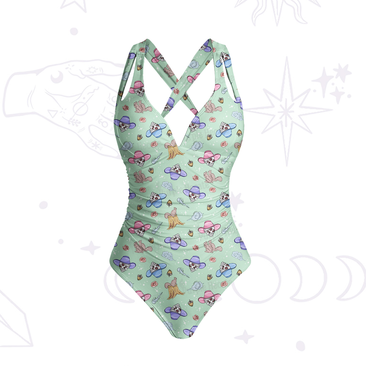 Purplehecate Magical Cowboy Skull One-Piece Swimsuit