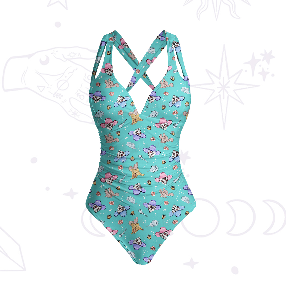 Purplehecate Magical Cowboy Skull One-Piece Swimsuit