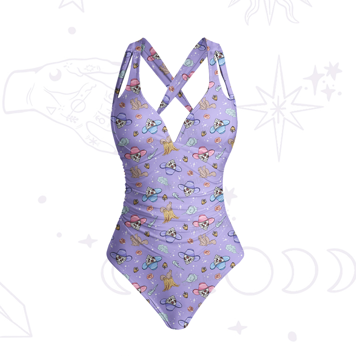 Purplehecate Magical Cowboy Skull One-Piece Swimsuit