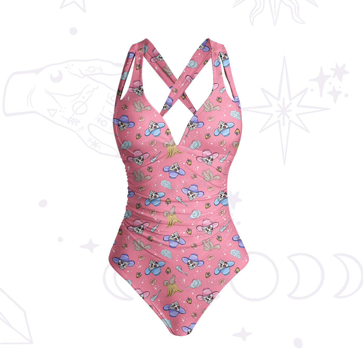 Purplehecate Magical Cowboy Skull One-Piece Swimsuit