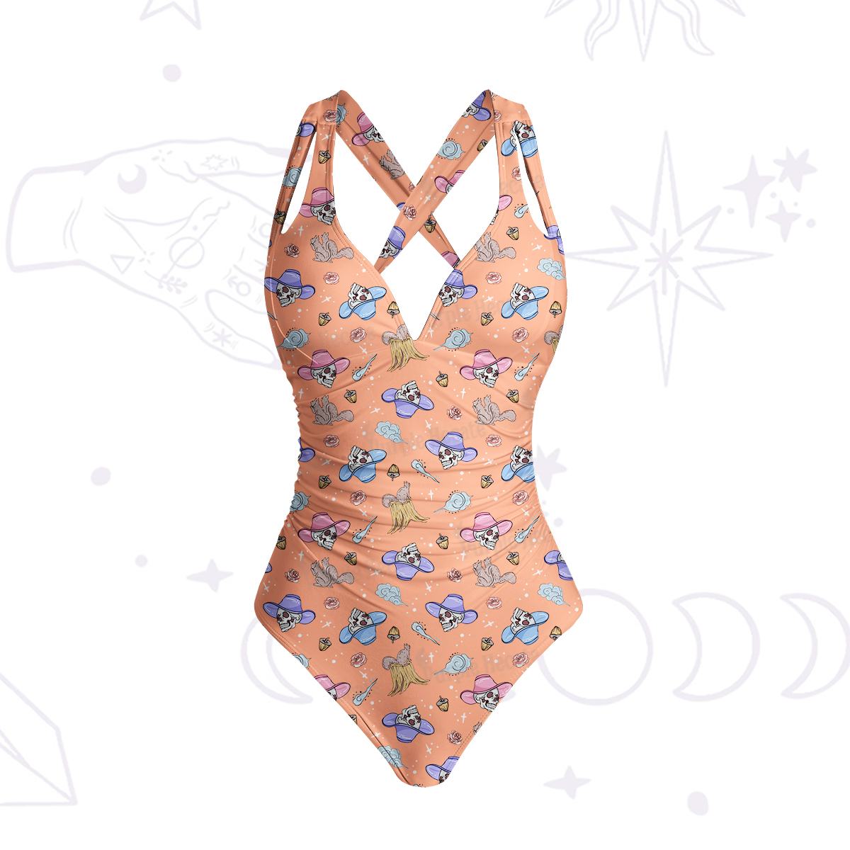 Purplehecate Magical Cowboy Skull One-Piece Swimsuit