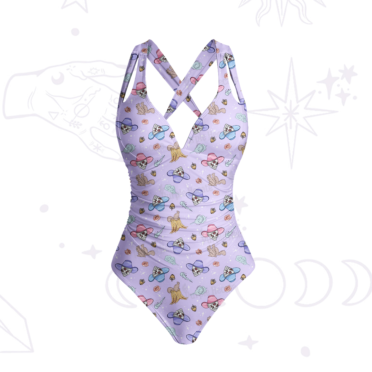 Purplehecate Magical Cowboy Skull One-Piece Swimsuit
