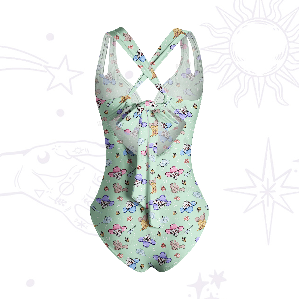 Purplehecate Magical Cowboy Skull One-Piece Swimsuit