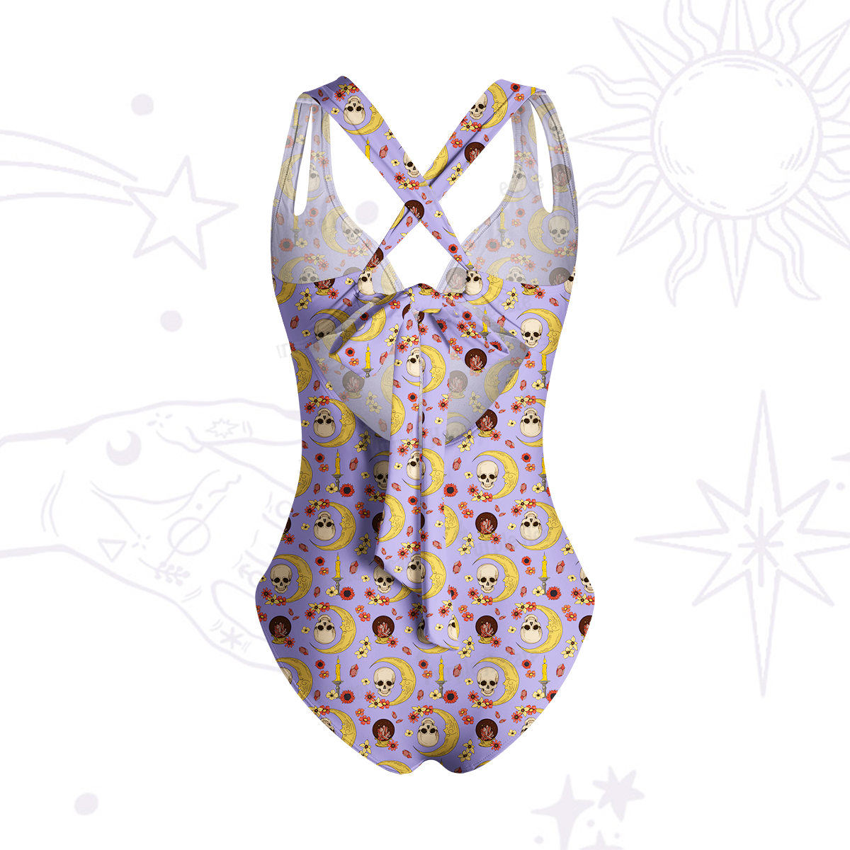 Purplehecate Sorcerer's Skull One-Piece Swimsuit