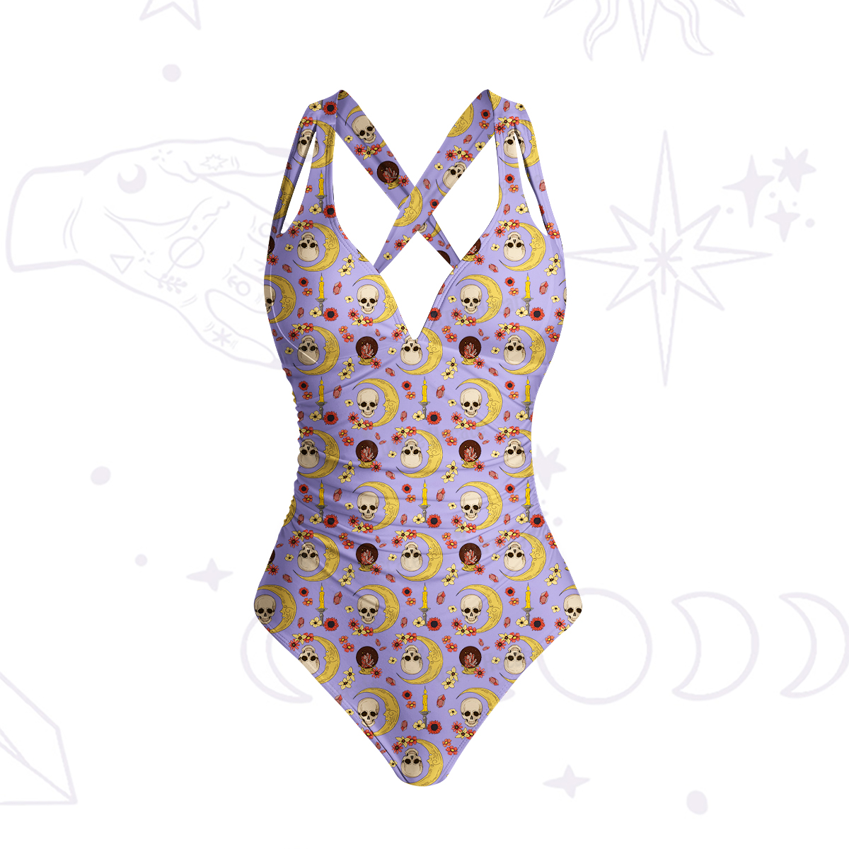 Purplehecate Sorcerer's Skull One-Piece Swimsuit