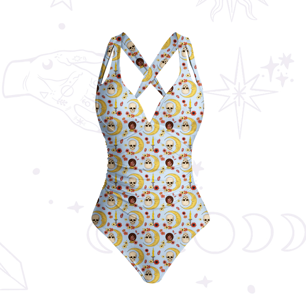 Purplehecate Sorcerer's Skull One-Piece Swimsuit