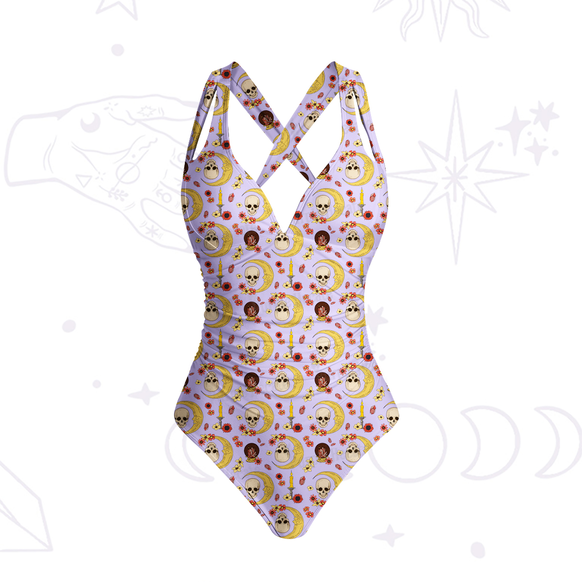 Purplehecate Sorcerer's Skull One-Piece Swimsuit