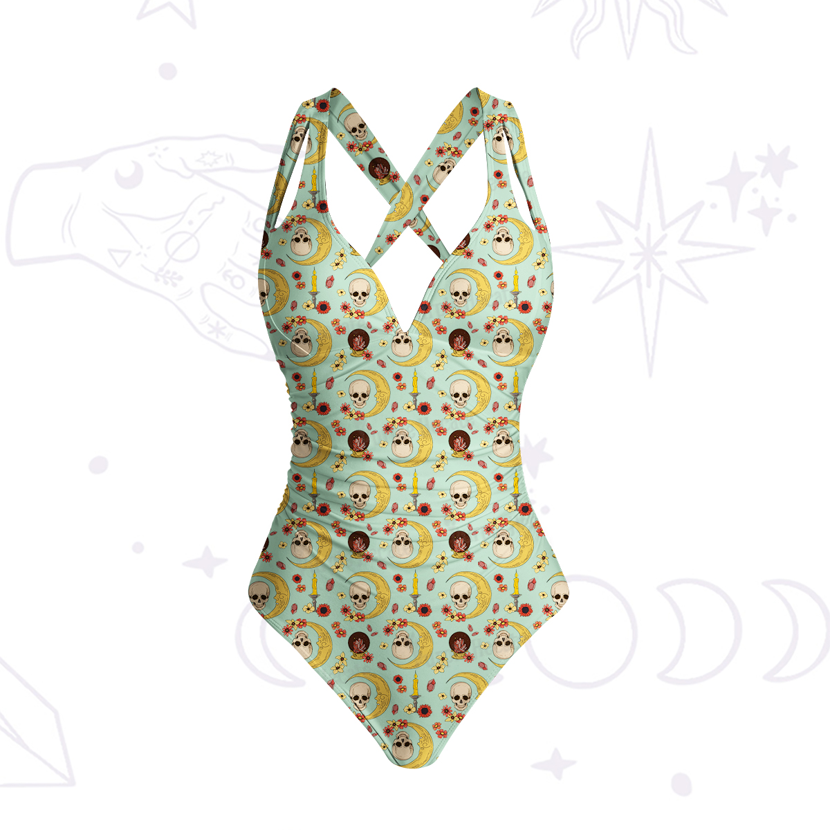 Purplehecate Sorcerer's Skull One-Piece Swimsuit