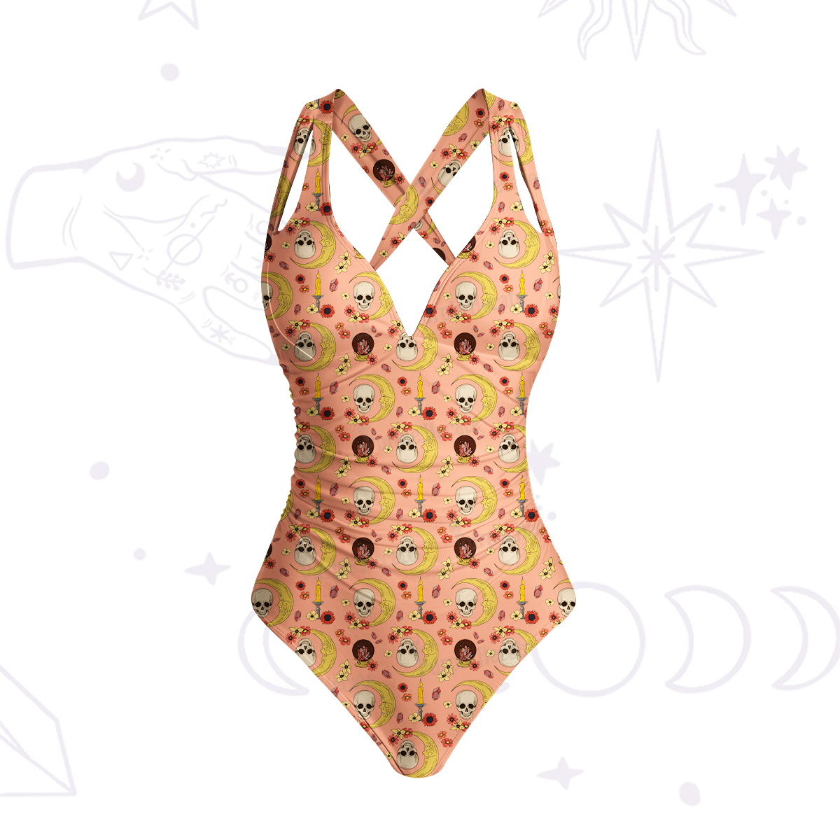 Purplehecate Sorcerer's Skull One-Piece Swimsuit