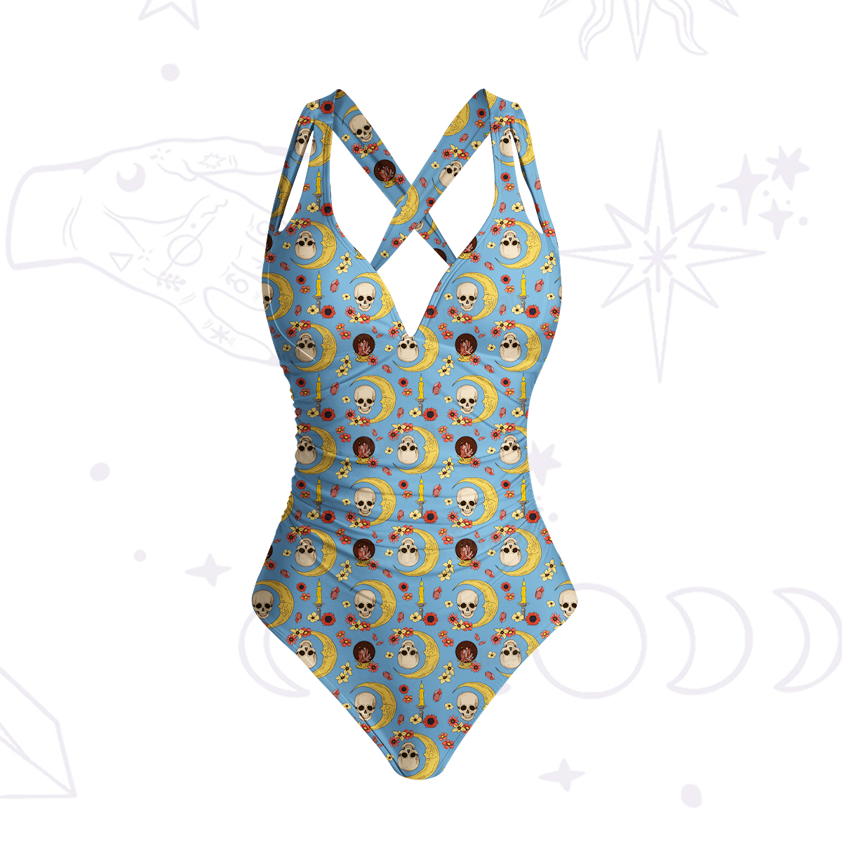 Purplehecate Sorcerer's Skull One-Piece Swimsuit