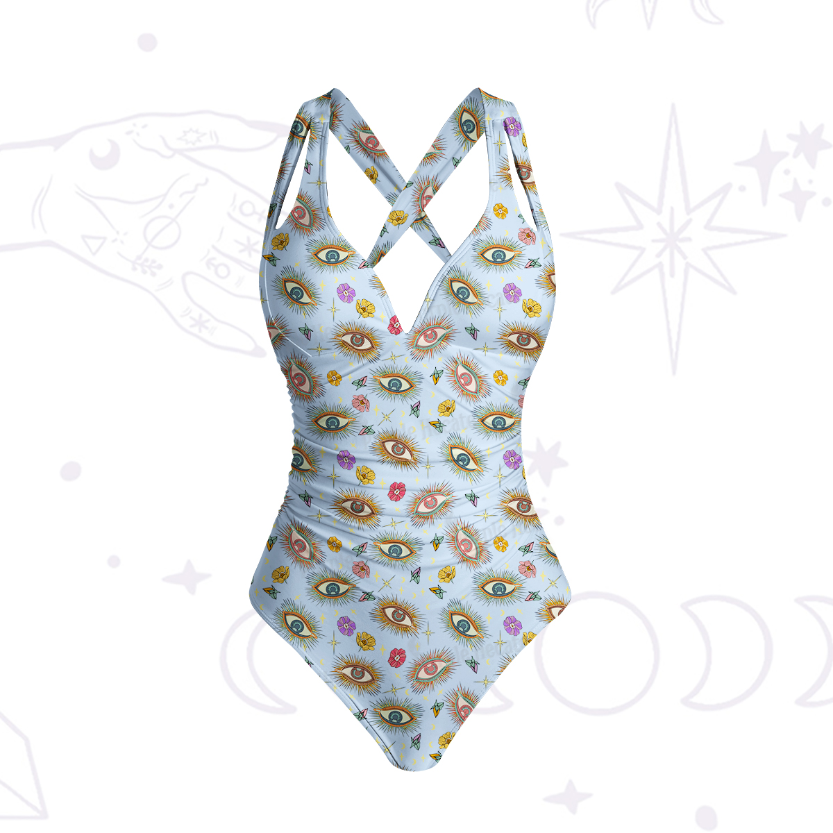 Purplehecate Evil Eye Pattern One-Piece Swimsuit