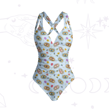 Purplehecate Evil Eye Pattern One-Piece Swimsuit