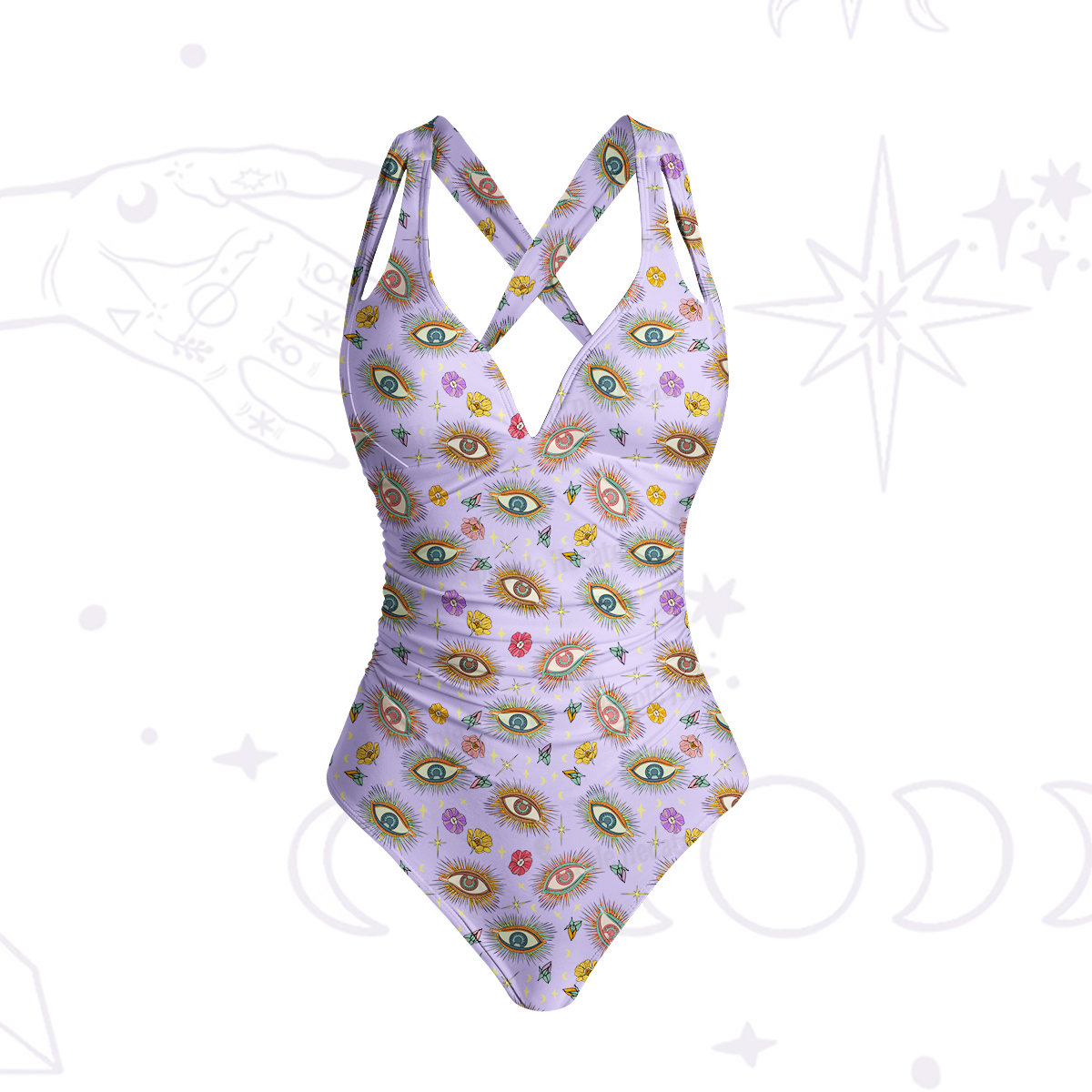 Purplehecate Evil Eye Pattern One-Piece Swimsuit