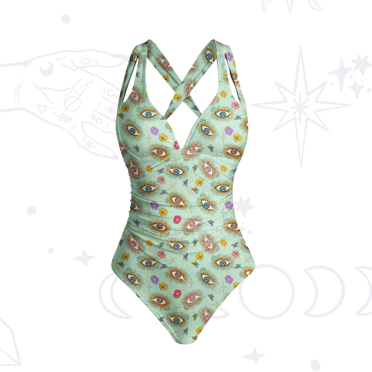 Purplehecate Evil Eye Pattern One-Piece Swimsuit