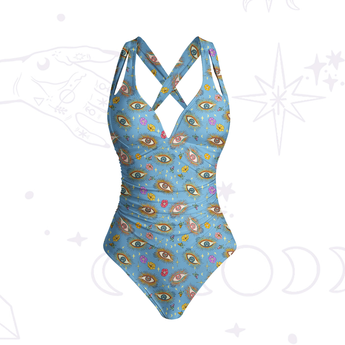 Purplehecate Evil Eye Pattern One-Piece Swimsuit