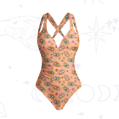 Purplehecate Evil Eye Pattern One-Piece Swimsuit