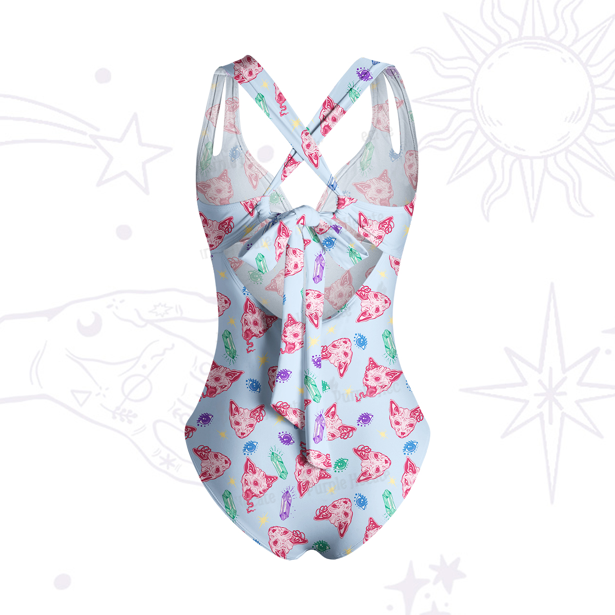 Purplehecate Crystal Cat Skull Swimsuit