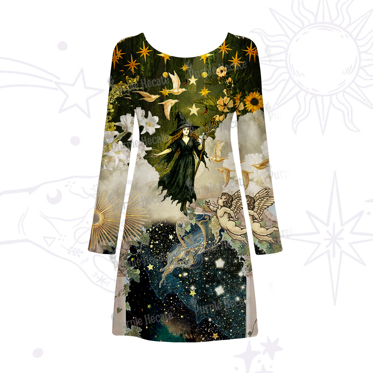 Purplehecate Garden of the Celestial Witch Beachwear Cover-Up Dress
