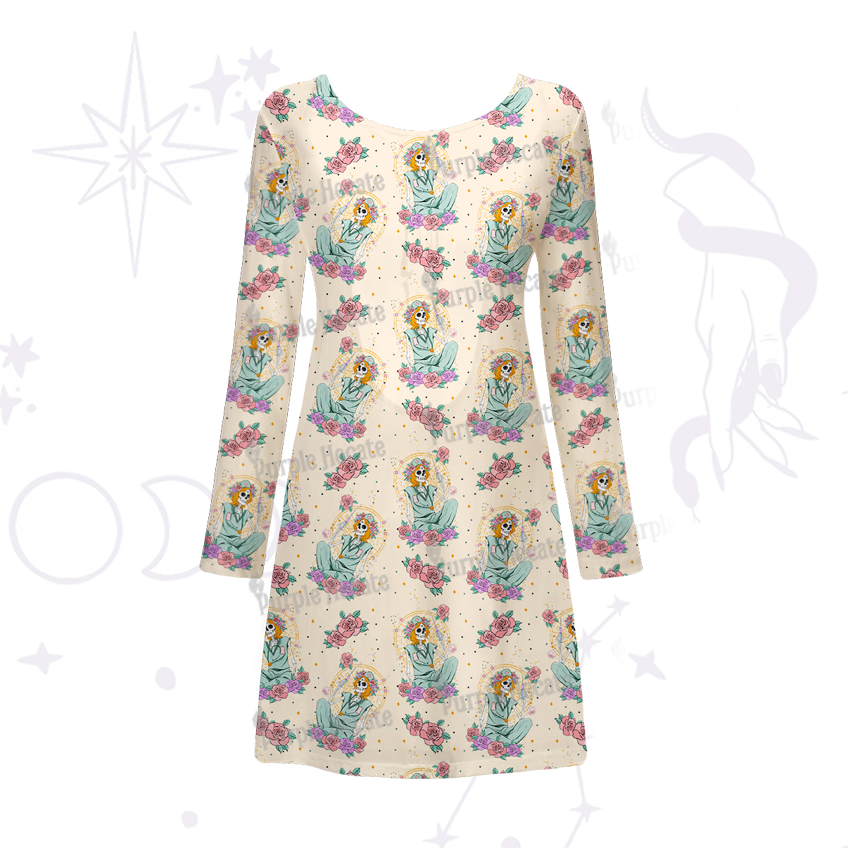 Purplehecate The Skeleton Nurse Beachwear Cover-Up Dress