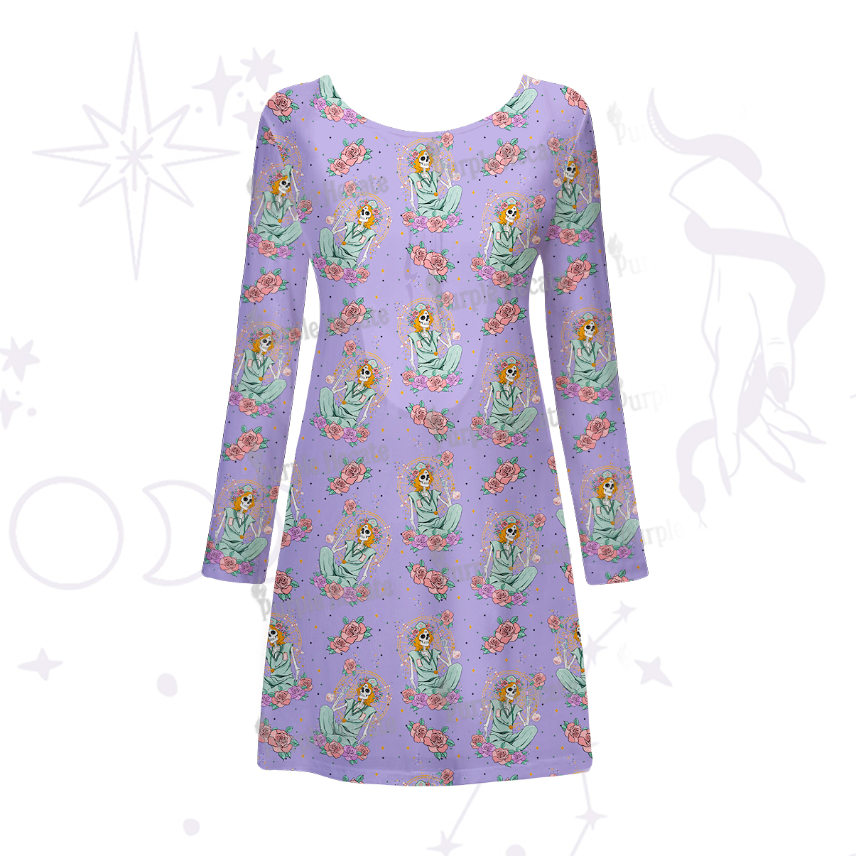 Purplehecate The Skeleton Nurse Beachwear Cover-Up Dress