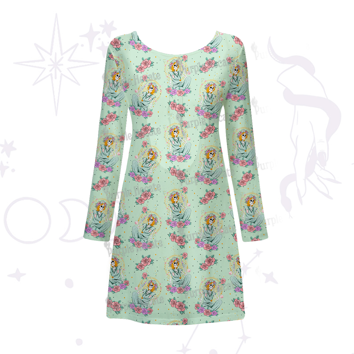 Purplehecate The Skeleton Nurse Beachwear Cover-Up Dress