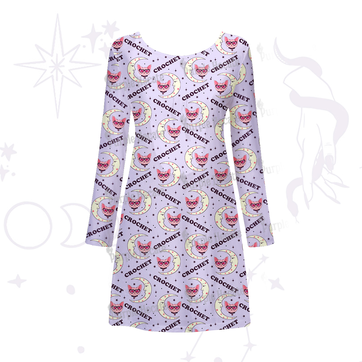 Purplehecate Cat Crochet Beachwear Cover-Up Dress