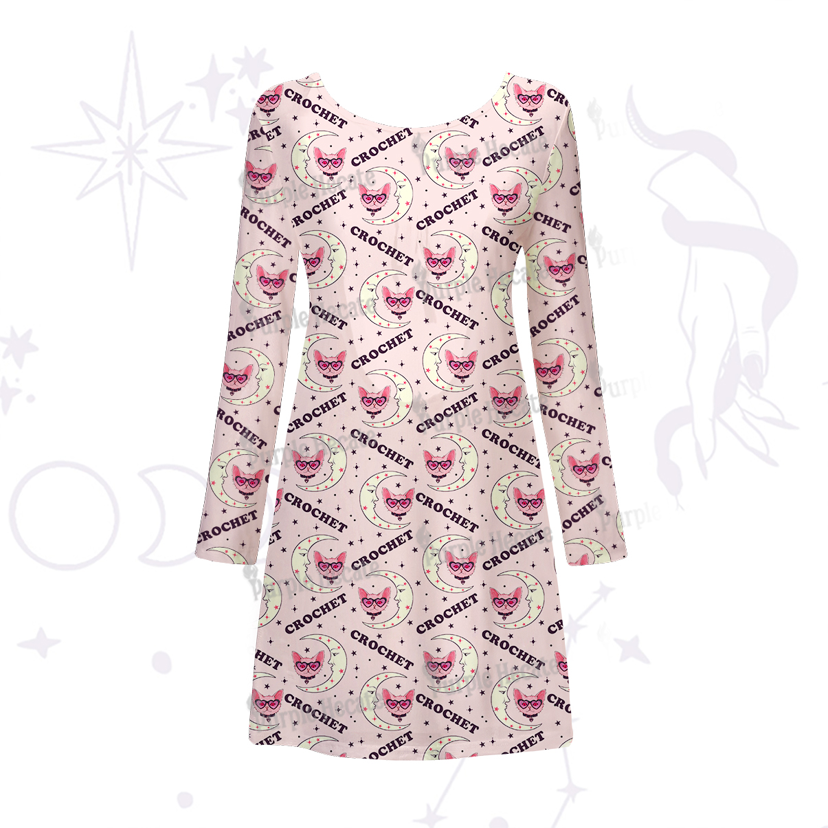 Purplehecate Cat Crochet Beachwear Cover-Up Dress