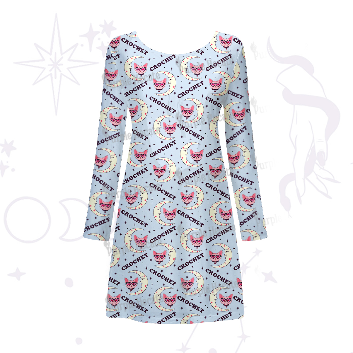 Purplehecate Cat Crochet Beachwear Cover-Up Dress