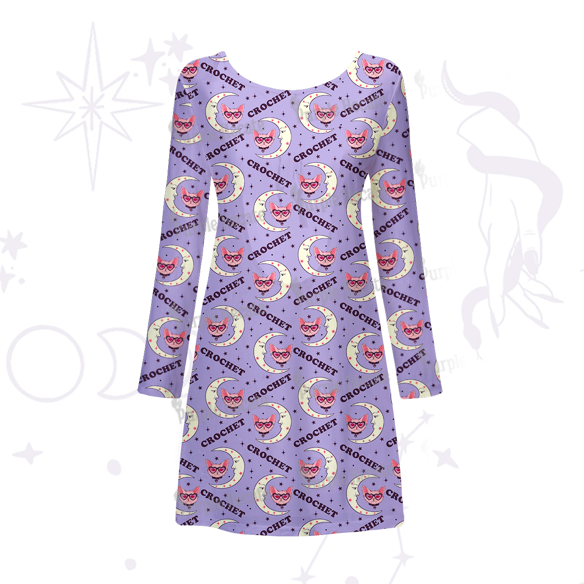 Purplehecate Cat Crochet Beachwear Cover-Up Dress