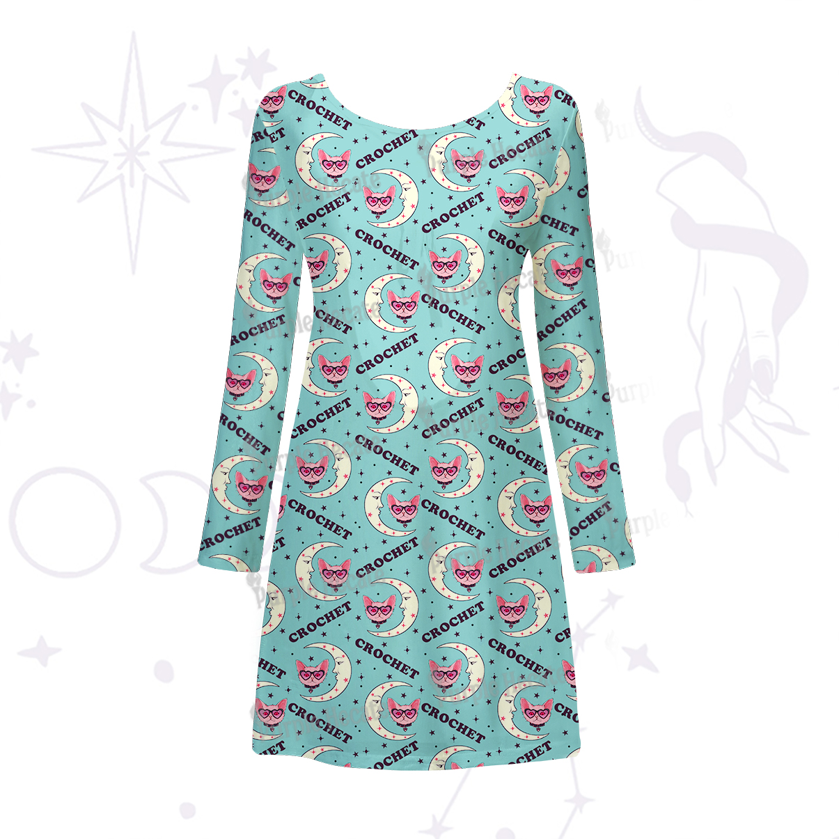 Purplehecate Cat Crochet Beachwear Cover-Up Dress