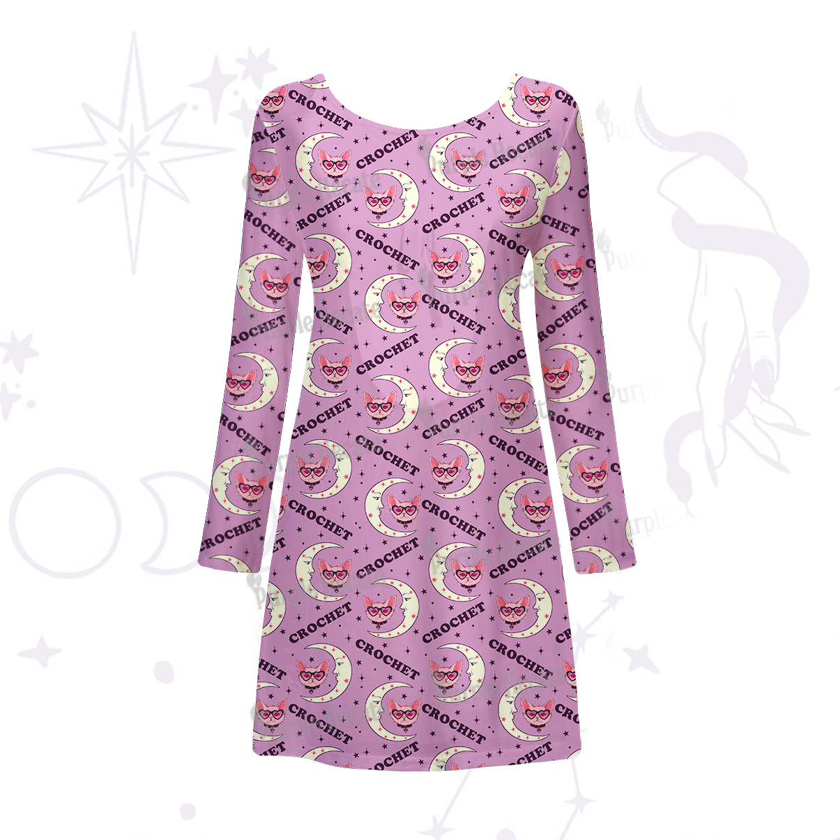 Purplehecate Cat Crochet Beachwear Cover-Up Dress