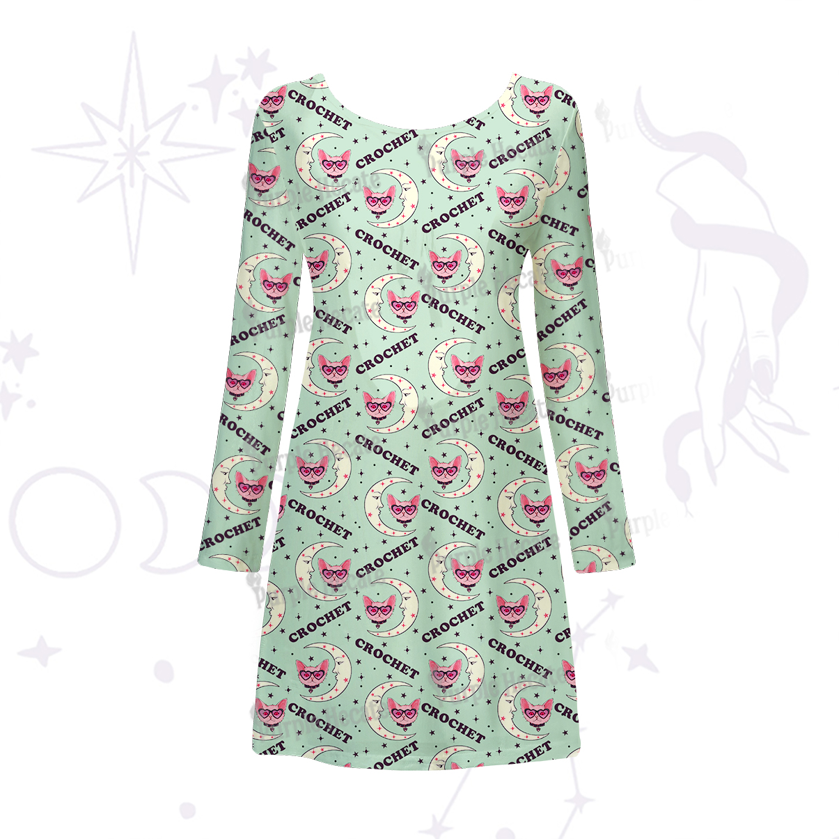 Purplehecate Cat Crochet Beachwear Cover-Up Dress