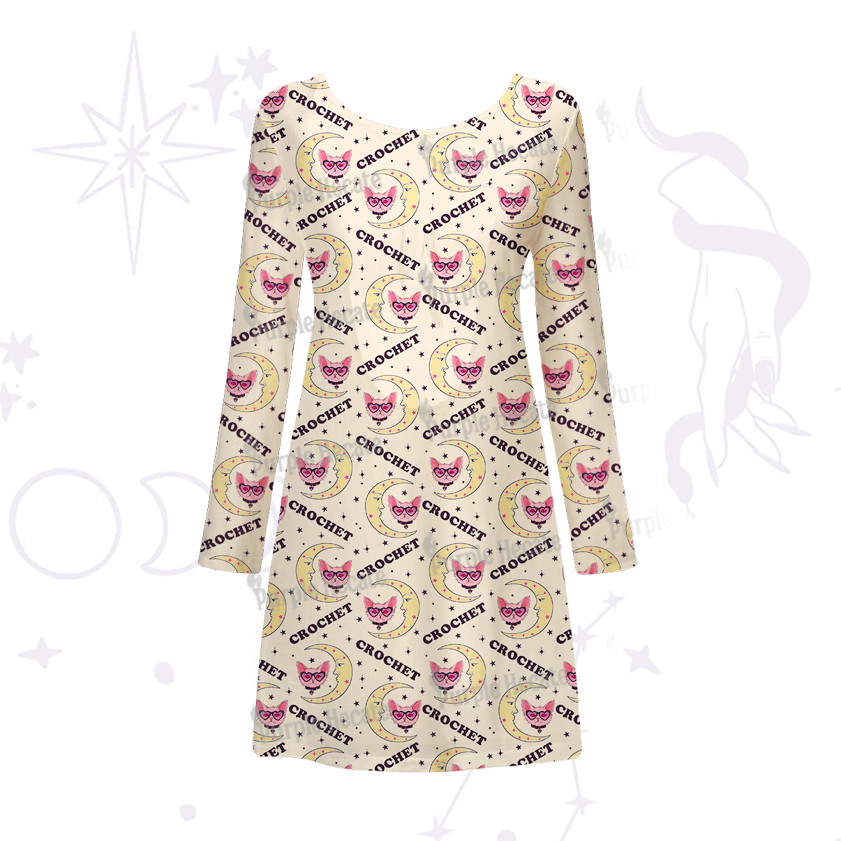 Purplehecate Cat Crochet Beachwear Cover-Up Dress