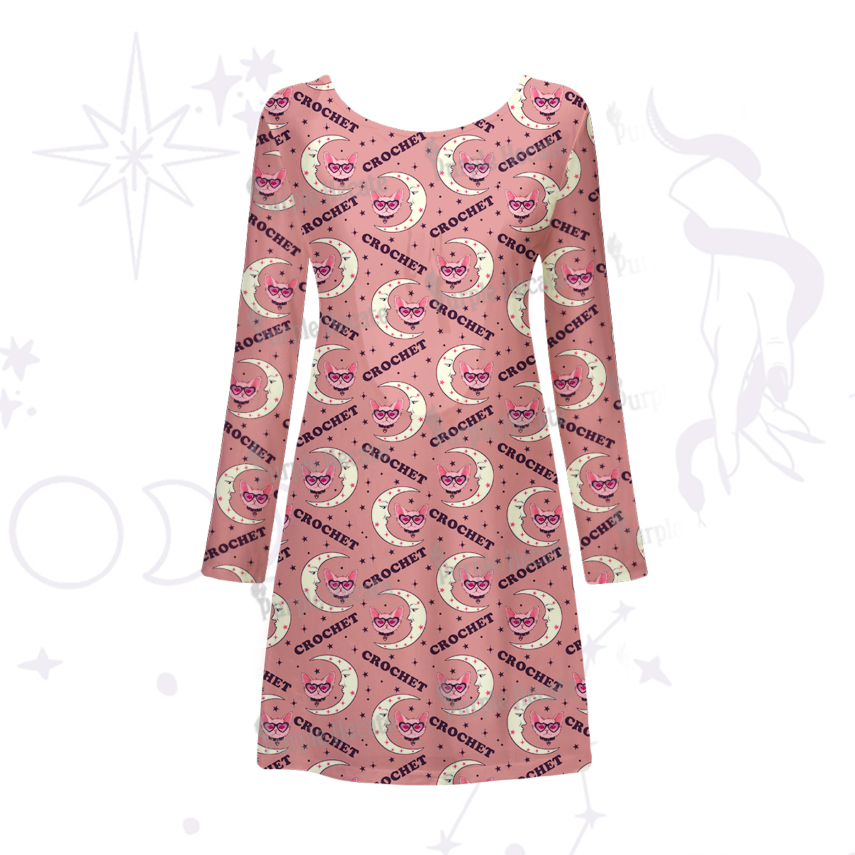 Purplehecate Cat Crochet Beachwear Cover-Up Dress