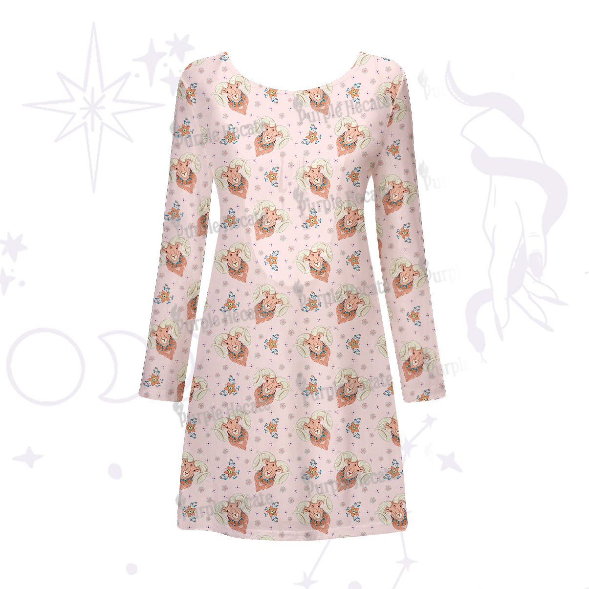 Purplehecate Aries Spirit Zodiac Beachwear Cover-Up Dress