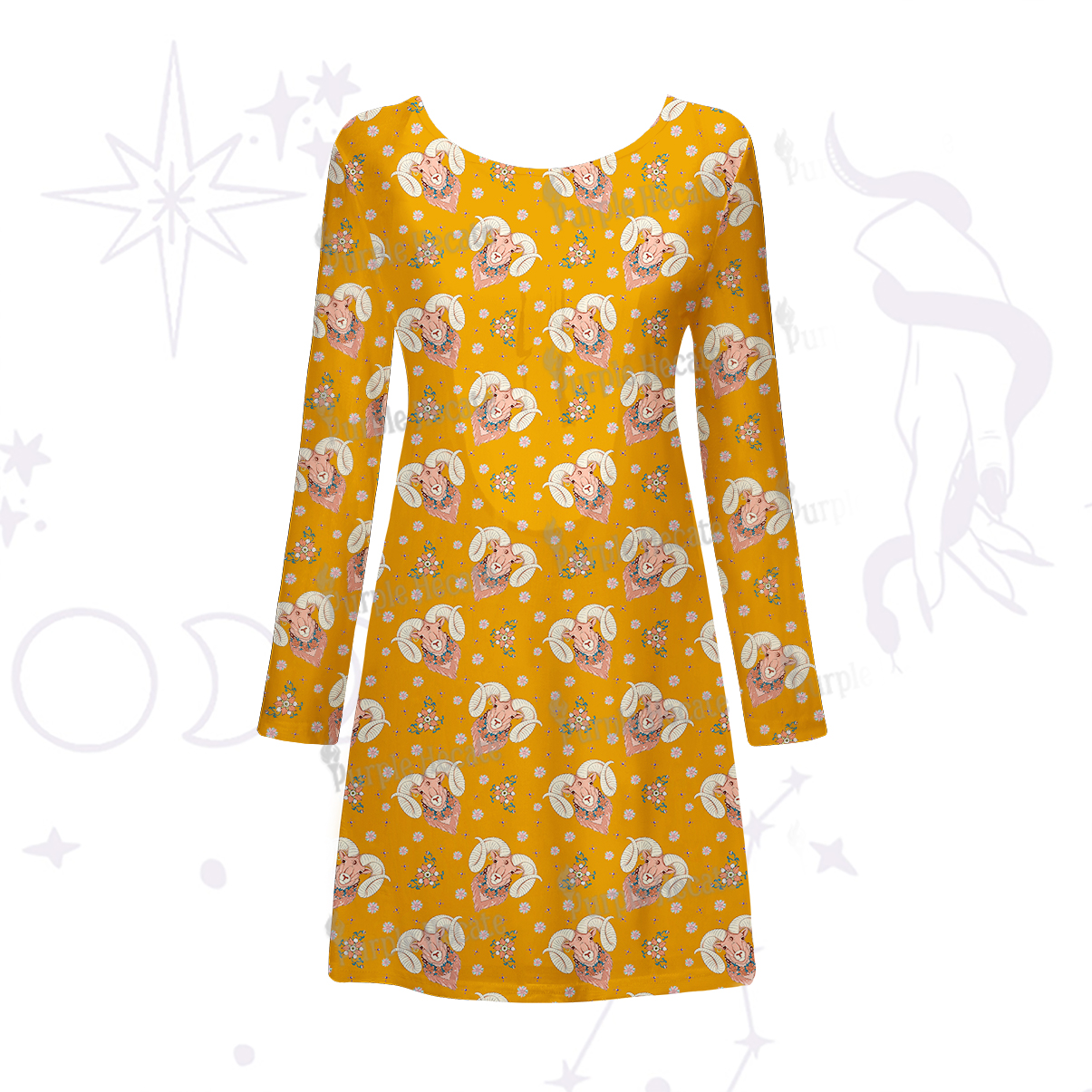 Purplehecate Aries Spirit Zodiac Beachwear Cover-Up Dress