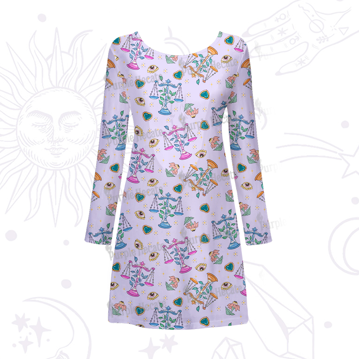 Purplehecate Libra Spirit Zodiac Beachwear Cover-Up Dress