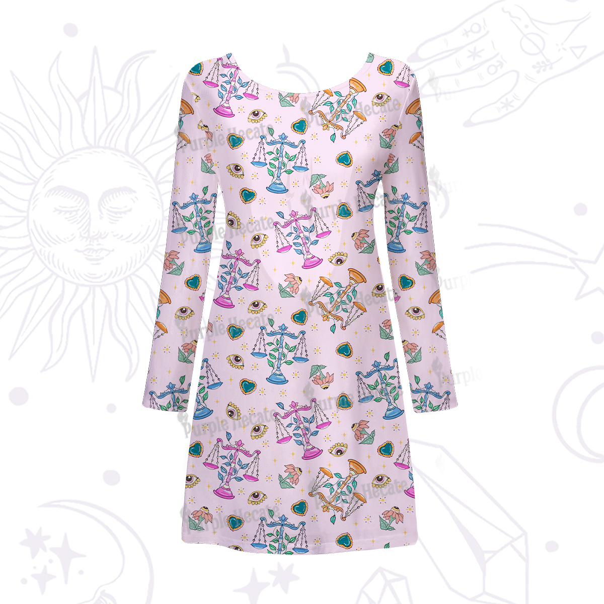 Purplehecate Libra Spirit Zodiac Beachwear Cover-Up Dress